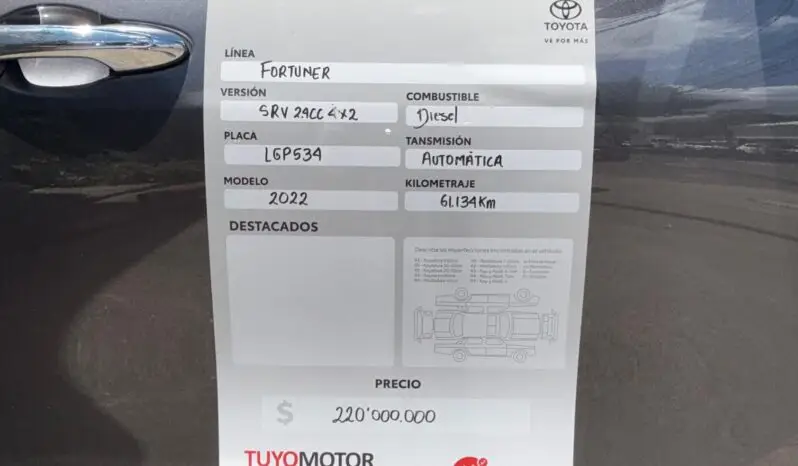
								FORTUNER 2.4 DIESEL SRV 2022 full									